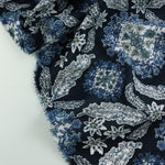 Load image into Gallery viewer, Blue &amp; White Floral Medallions on Navy Italian Cotton Shirting

