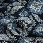 Load image into Gallery viewer, Blue &amp; White Floral Medallions on Navy Italian Cotton Shirting
