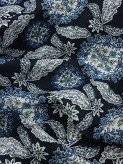 Load image into Gallery viewer, Blue &amp; White Floral Medallions on Navy Italian Cotton Shirting