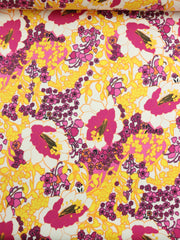 Load image into Gallery viewer, Pink &amp; Yellow Floral Print Italian Stretch Cotton