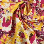 Load image into Gallery viewer, Pink &amp; Yellow Floral Print Italian Stretch Cotton
