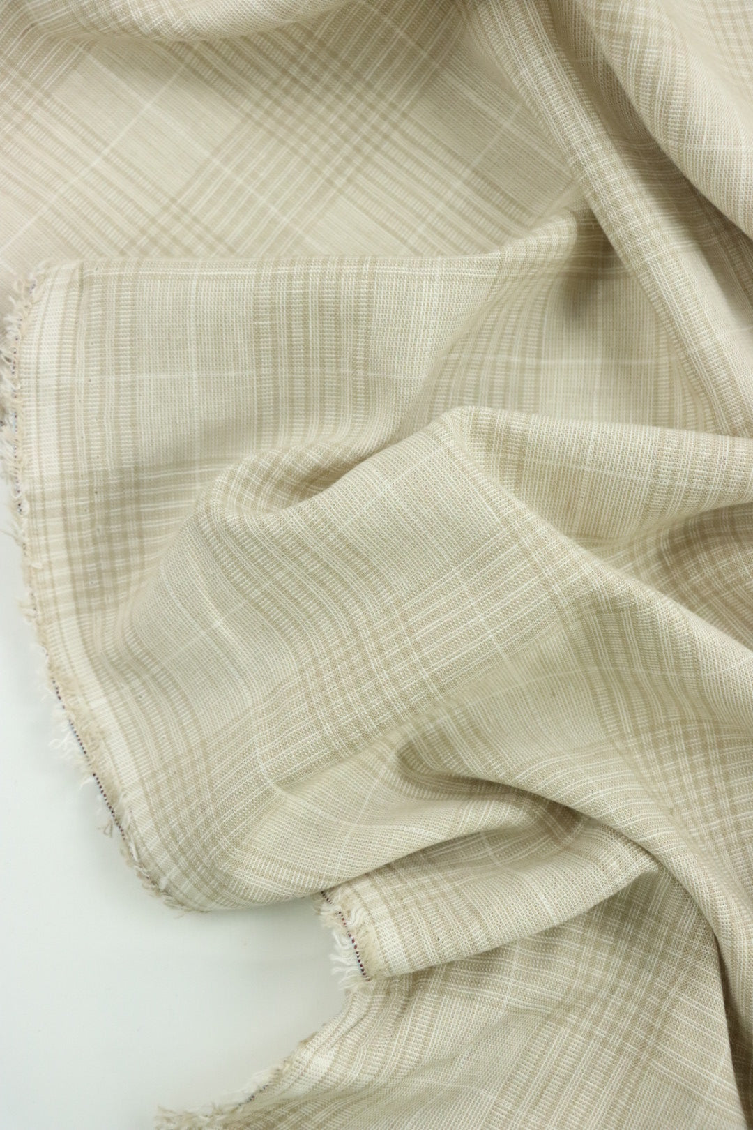 Beige & Ivory Glen Plaid Italian Linen Cotton | Surge Fabric Shop
