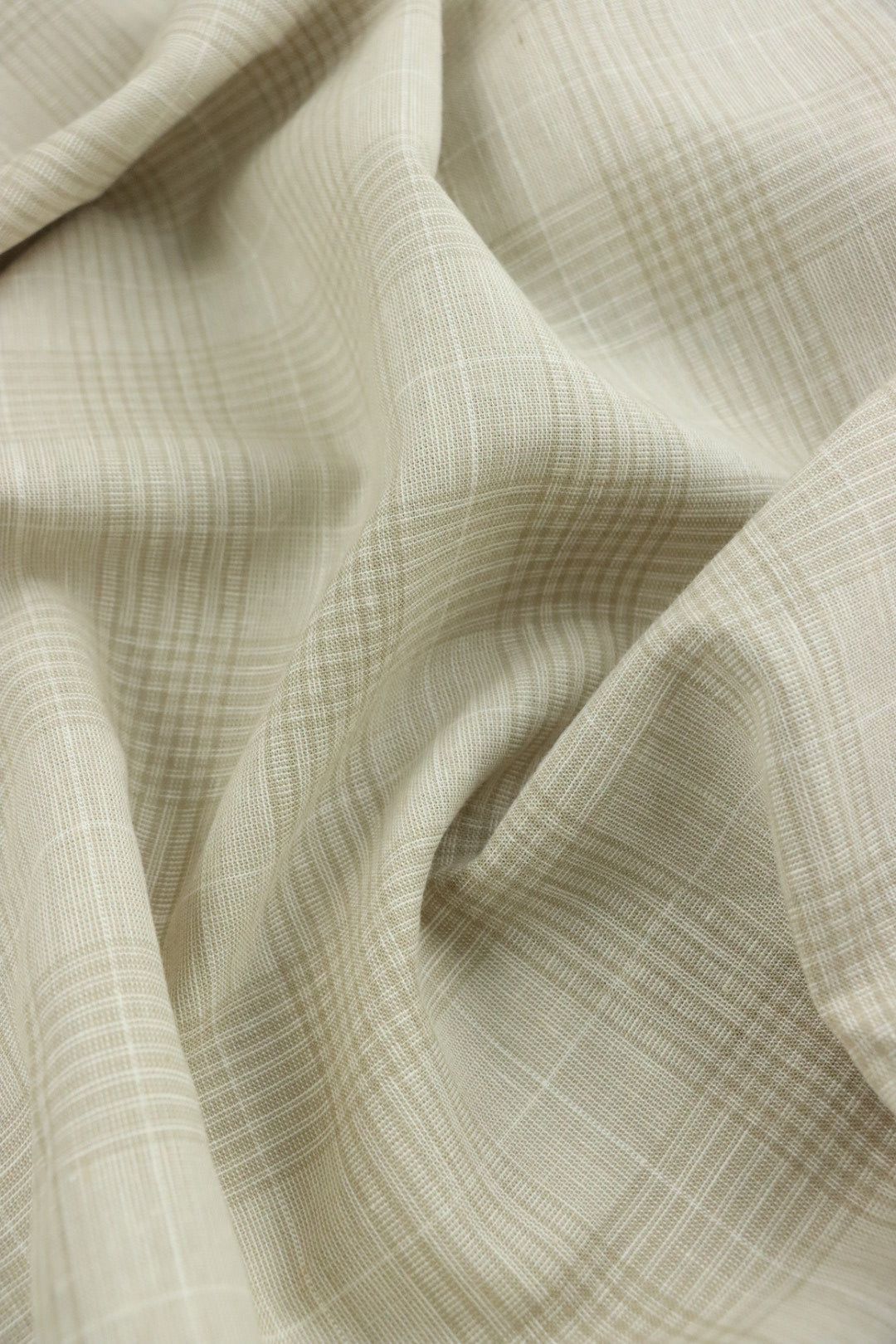 Beige & Ivory Glen Plaid Italian Linen Cotton | Surge Fabric Shop