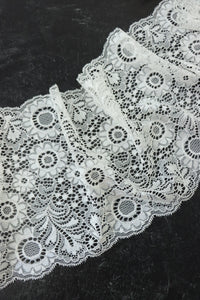 Off White 7" Wide Stretch Lace