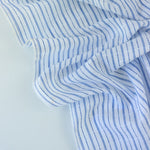 Load image into Gallery viewer, Blue &amp; White Textured Vertical Stripe Rayon | Designer Deadstock
