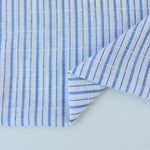 Load image into Gallery viewer, Blue &amp; White Textured Vertical Stripe Rayon | Designer Deadstock
