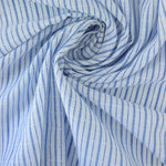 Load image into Gallery viewer, Blue &amp; White Textured Vertical Stripe Rayon | Designer Deadstock
