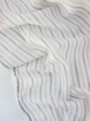 Load image into Gallery viewer, Red &amp; Blue on White Ticking Stripe Cotton Linen | Designer Deadstock