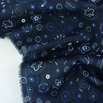 Load image into Gallery viewer, Royal Paisley on Navy Cotton Poplin | Designer Deadstock
