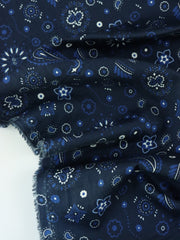 Load image into Gallery viewer, Royal Paisley on Navy Cotton Poplin | Designer Deadstock