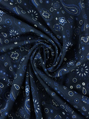 Load image into Gallery viewer, Royal Paisley on Navy Cotton Poplin | Designer Deadstock