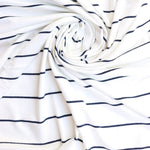 Load image into Gallery viewer, Navy Single Stripe Rayon Spandex Jersey | Made in USA
