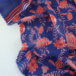 Load image into Gallery viewer, By The Panel | Red, White &amp; Blue Floral &amp; Stripe Rayon Organza
