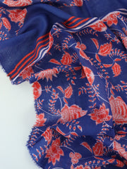 Load image into Gallery viewer, By The Panel | Red, White &amp; Blue Floral &amp; Stripe Rayon Organza