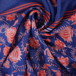 Load image into Gallery viewer, By The Panel | Red, White &amp; Blue Floral &amp; Stripe Rayon Organza
