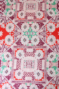 Hot Red/Mint/Boysenberry Boho Rayon Challis