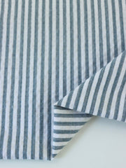 Load image into Gallery viewer, Navy &amp; White Vertical Stripe Cotton Seersucker | Designer Deadstock
