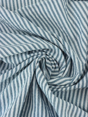 Load image into Gallery viewer, Navy &amp; White Vertical Stripe Cotton Seersucker | Designer Deadstock
