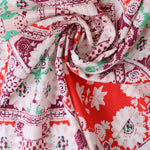 Load image into Gallery viewer, Hot Red/Mint/Boysenberry Boho Rayon Challis
