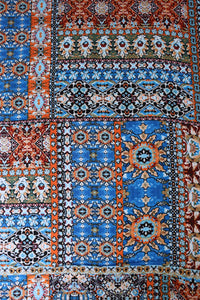 Blue & Orange Boho Patchwork Rayon Challis