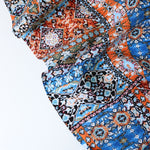 Load image into Gallery viewer, Blue &amp; Orange Boho Patchwork Rayon Challis
