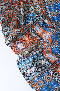 Blue & Orange Boho Patchwork Rayon Challis