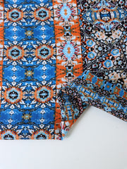 Load image into Gallery viewer, Blue &amp; Orange Boho Patchwork Rayon Challis