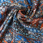Load image into Gallery viewer, Blue &amp; Orange Boho Patchwork Rayon Challis
