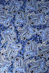 2YD 23IN REMNANT; Royal Paisley on Black Rayon Challis