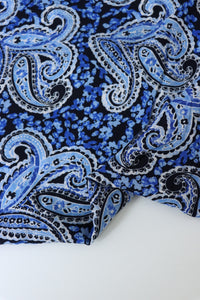 2YD 23IN REMNANT; Royal Paisley on Black Rayon Challis