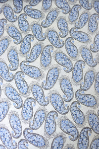 Cobalt Paisley on White Rayon Challis