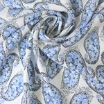 Load image into Gallery viewer, Cobalt Paisley on White Rayon Challis

