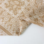 Load image into Gallery viewer, 1YD 33IN REMNANT; Square Paisley on Beige Rayon Challis
