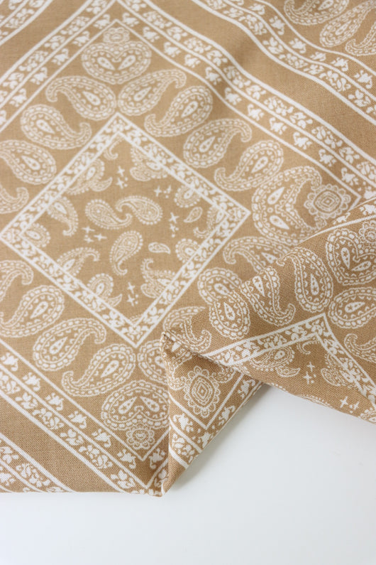 Square Paisley on Beige Rayon Challis