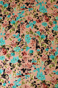 Shae Floral on Peachy Pink Rayon Challis