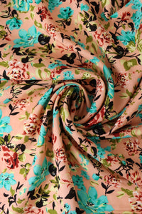 Shae Floral on Peachy Pink Rayon Challis