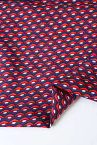 Red, White & Navy Shapes Rayon Challis