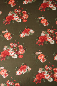 Pippa Floral on Olive Rayon Challis