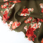 Load image into Gallery viewer, Pippa Floral on Olive Rayon Challis
