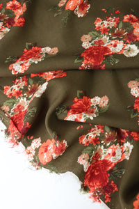 Pippa Floral on Olive Rayon Challis