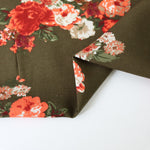 Load image into Gallery viewer, Pippa Floral on Olive Rayon Challis
