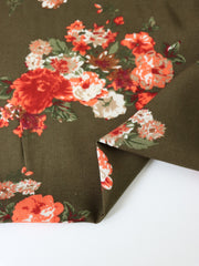 Load image into Gallery viewer, Pippa Floral on Olive Rayon Challis
