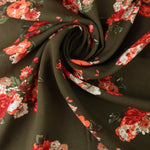 Load image into Gallery viewer, Pippa Floral on Olive Rayon Challis
