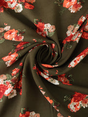 Load image into Gallery viewer, Pippa Floral on Olive Rayon Challis