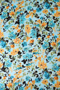 Shae Floral on Aqua Rayon Challis