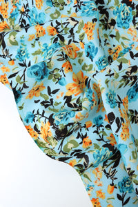 Shae Floral on Aqua Rayon Challis