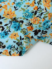 Load image into Gallery viewer, Shae Floral on Aqua Rayon Challis