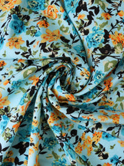 Load image into Gallery viewer, Shae Floral on Aqua Rayon Challis
