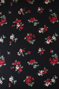 Oil Pastel Floral on Black Rayon Challis