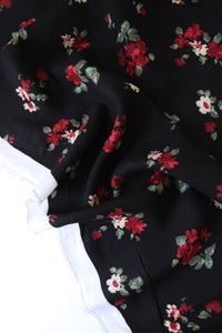 Oil Pastel Floral on Black Rayon Challis